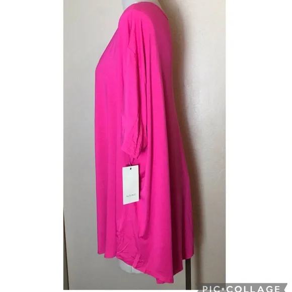 SEJOUR V Neck Strappy Short Sleeve Tunic Top 3X - Picture 3 of 9